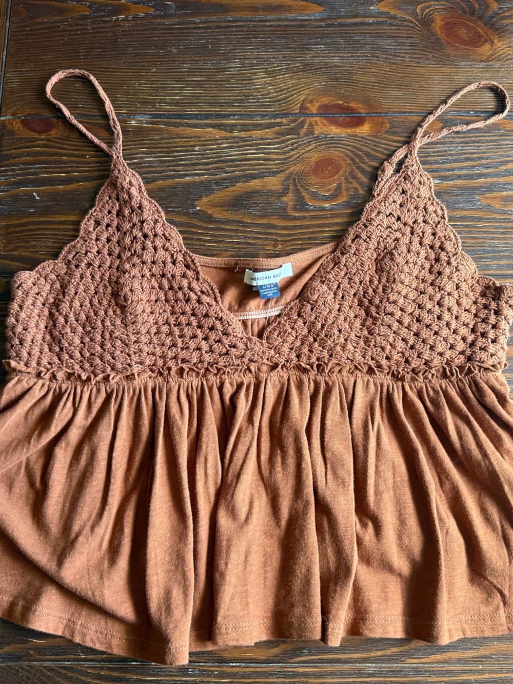 American Eagle Outfitters Rust Crochet-Detail Camisole